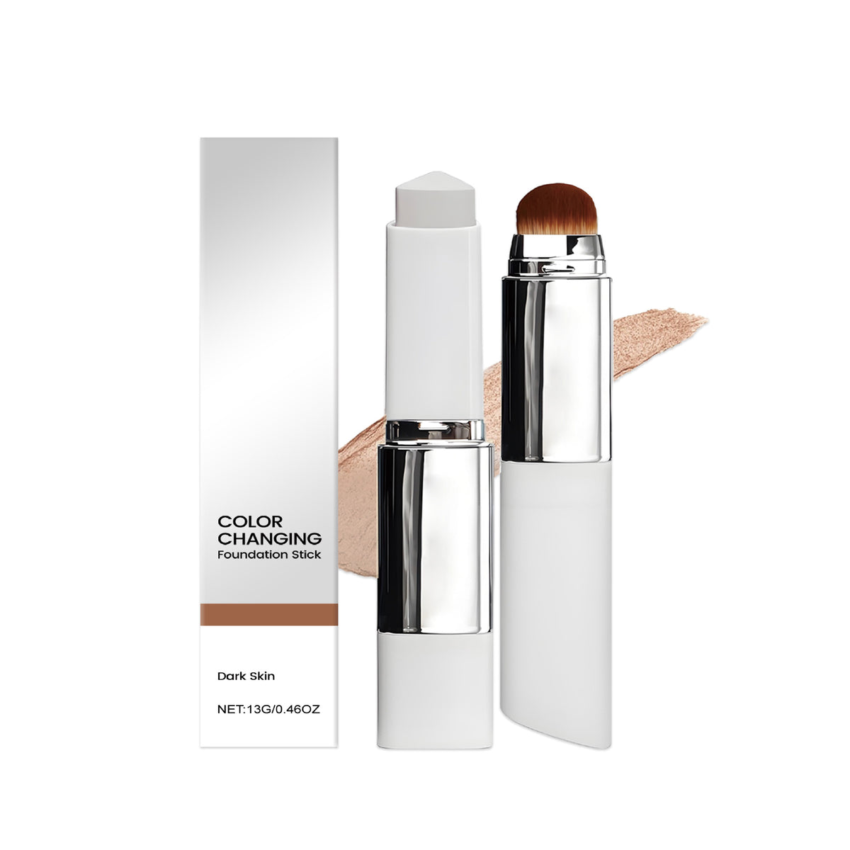 Shadewell colour-changing foundation stick in Deep, with built-in brush on the other end