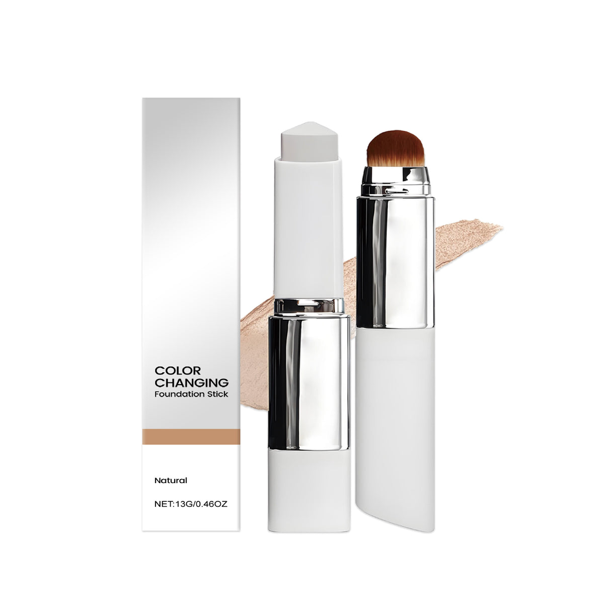 Shadewell colour-changing foundation stick in Natural, with built-in brush on the other end
